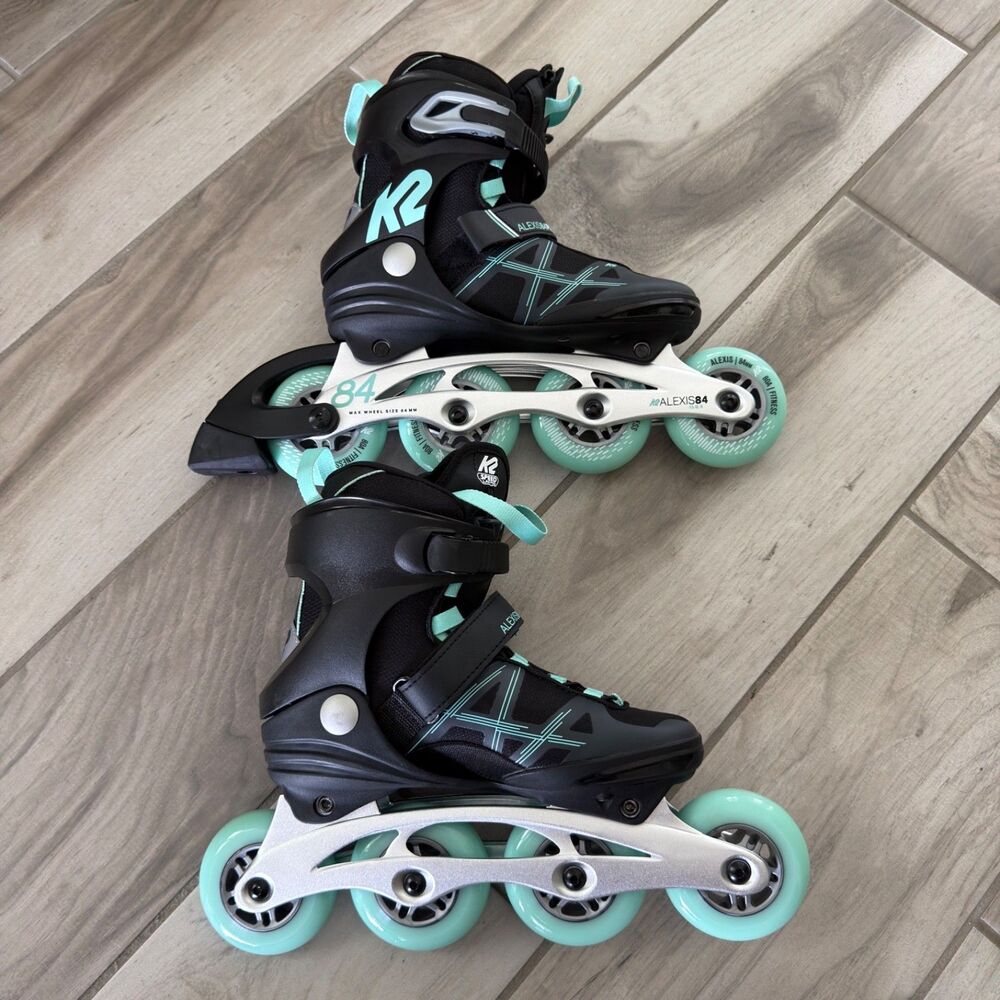 K2 Alexis 84 Pro Women’s Size 6 Inline Skates 84mm Black Aqua